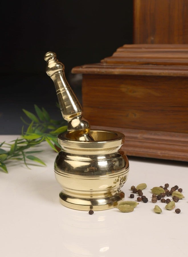 دي أم آي مجموعة ملاط ومدقة نحاسية من DMI (خلباتا/أوخلي/إمام داستا) - مطحنة مطبخ تقليدية - قطر 3 بوصات - Image 4